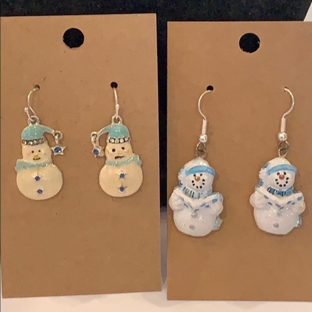 💐5/25 2 pair snowman winter earrings
